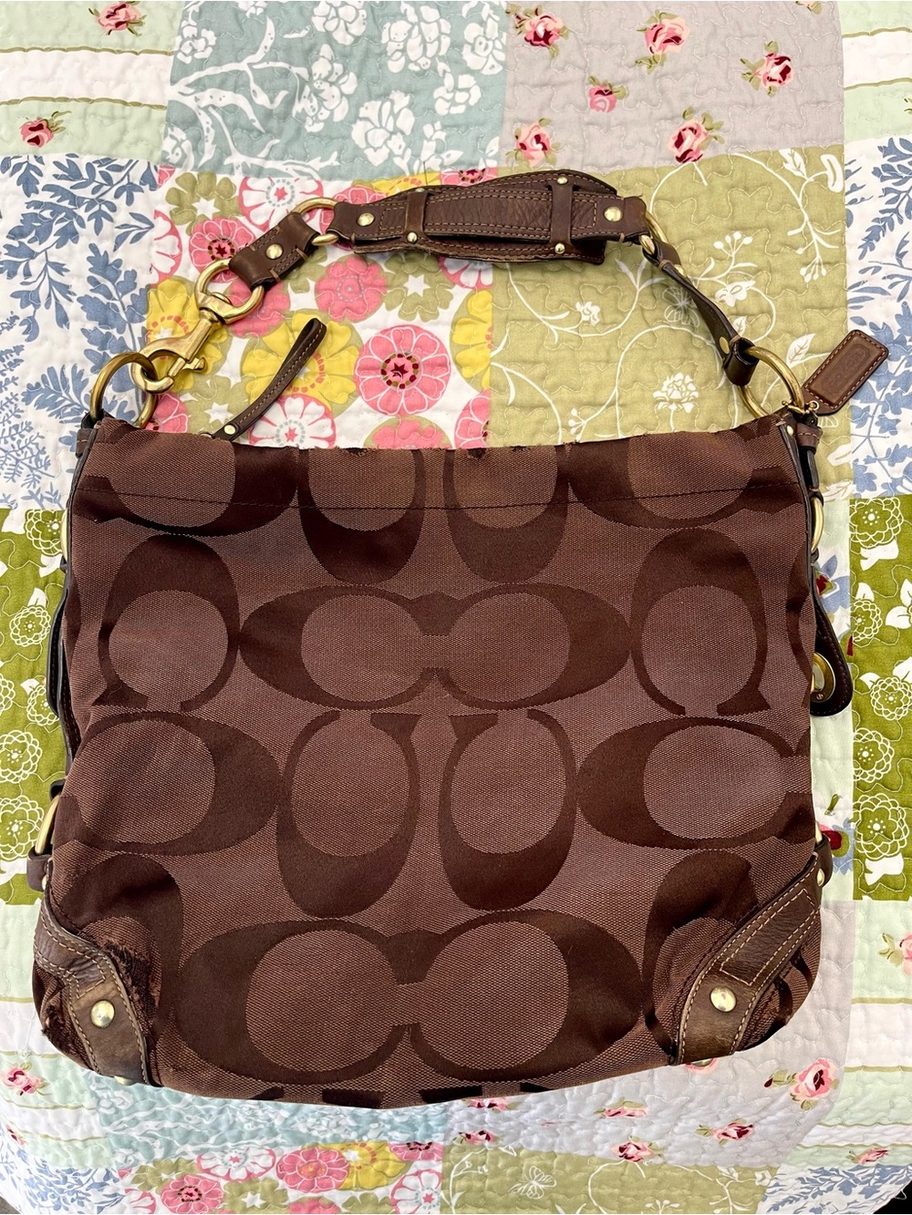 vintage coach brown large carly shoulder bag